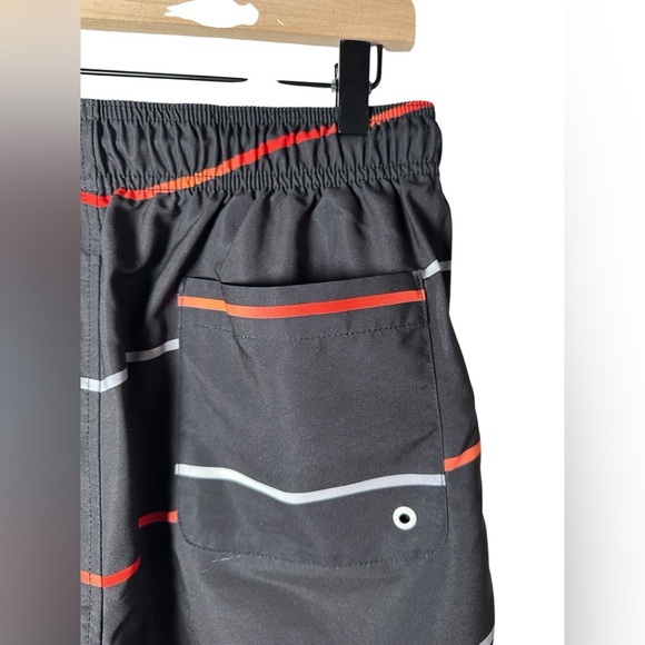 Speedo Men’s Swim Trunks Black Multicolor Stripe Board Shorts Size Large - Picture 6 of 8